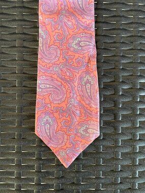 Stafford Paisley Necktie Coral Pink Lavender Men's Classic Tie